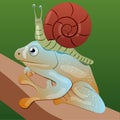 Snail riding a frog Royalty Free Stock Photo